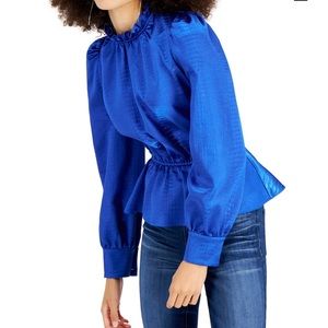 INC Embossed Peplum Blouse Sz S